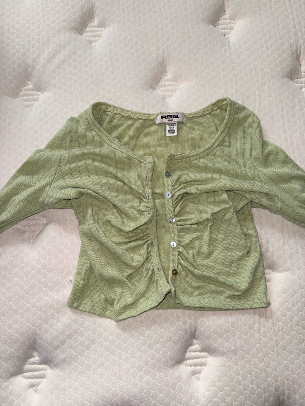 RSQ Light Sage Green Ribbed Button-Up Top - Picture 1 of 4